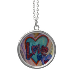 Love Family Hearts Round Silver Pendant Necklace