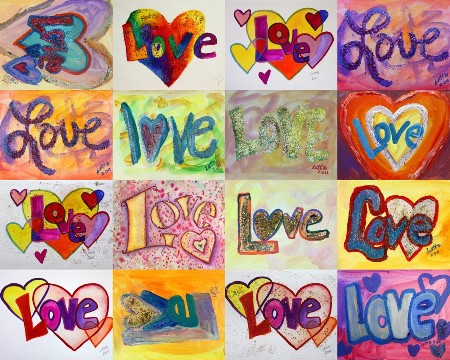 Love Mosaic Collage Paintings
