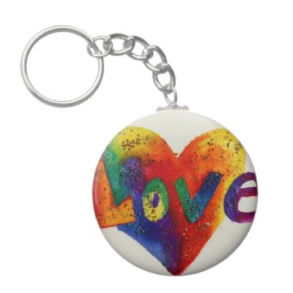 Rainbow Word Love Art Painting Key chains
