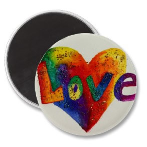 Rainbow Love word art magnets
