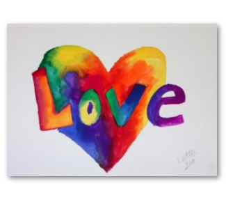 Love Rainbow Heart Watercolor Artwork Poster Prints