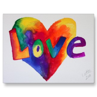 Rainbow Love Word Art Postcard