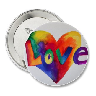 Rainbow Love Word Art Pin or Button