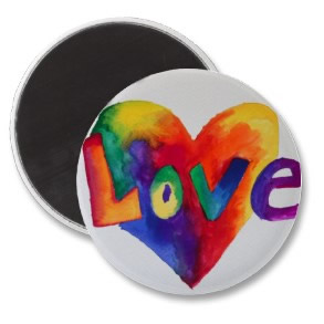Rainbow Love Word Art Magnet Round
