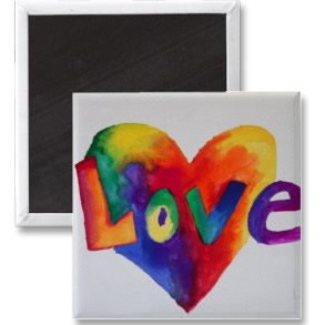 Rainbow Love Word Art Magnets Square