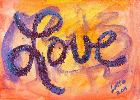 Sunset Golden Glow Love Word Painting Art