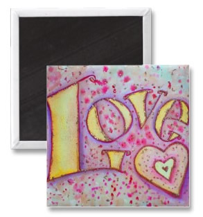 Sweet Pink Love Word Artwork Magnets