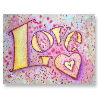 Sweet Pink Love Word Art painting Customize Postcards