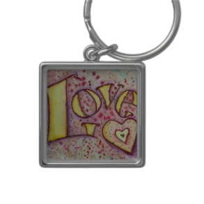 Love Word Art Painting Keychain