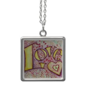 Love Art Word Painting ilver Necklace