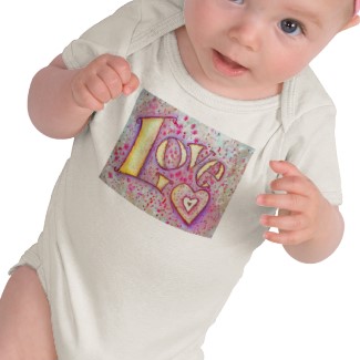 Love Word Art T-shirt Sweet Pink Images on Shirt Both Sides