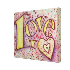 Sweet Pink Love Word Art Painting Canvas Wrapped Art Print