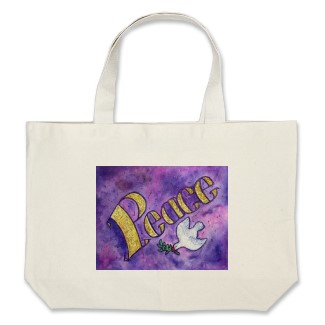 Peace Dove Word Art Tote Bag
