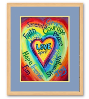 Rainbow Heart Spirit Word Framed Poster Art Print