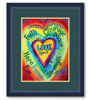 Rainbow Heart Spirit Words Framed Art