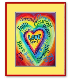Rainbow Heart Spirit Word Framed Art