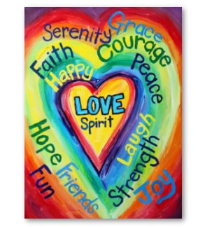 Rainbow Heart Spirit Words Art Poster Print