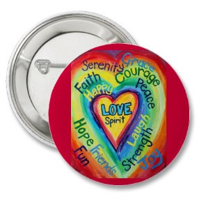 Tainbow Heart Spirit Words Button (Round)