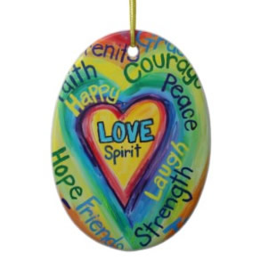 Rainbow Heart Spirit Words Ornament