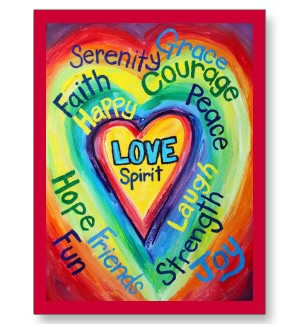 Rainbow Heart Spirit Words Postcard