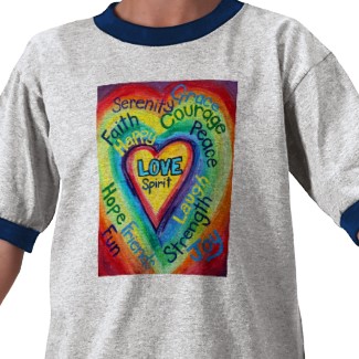 Rainbow Heart Spirit Words Tshirt Double Side Images
