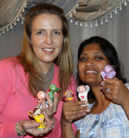 Laurel Latto & Shohini Ghosh with My Angel sculptures